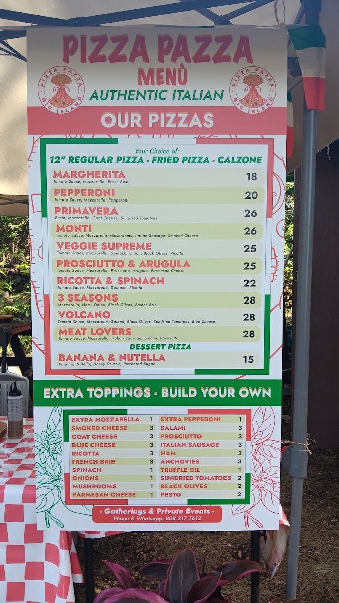 Pizza Pazza menu board
