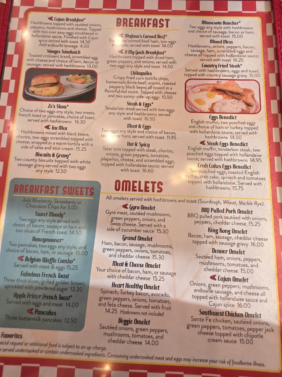 Ze's Diner Bloomington menu board