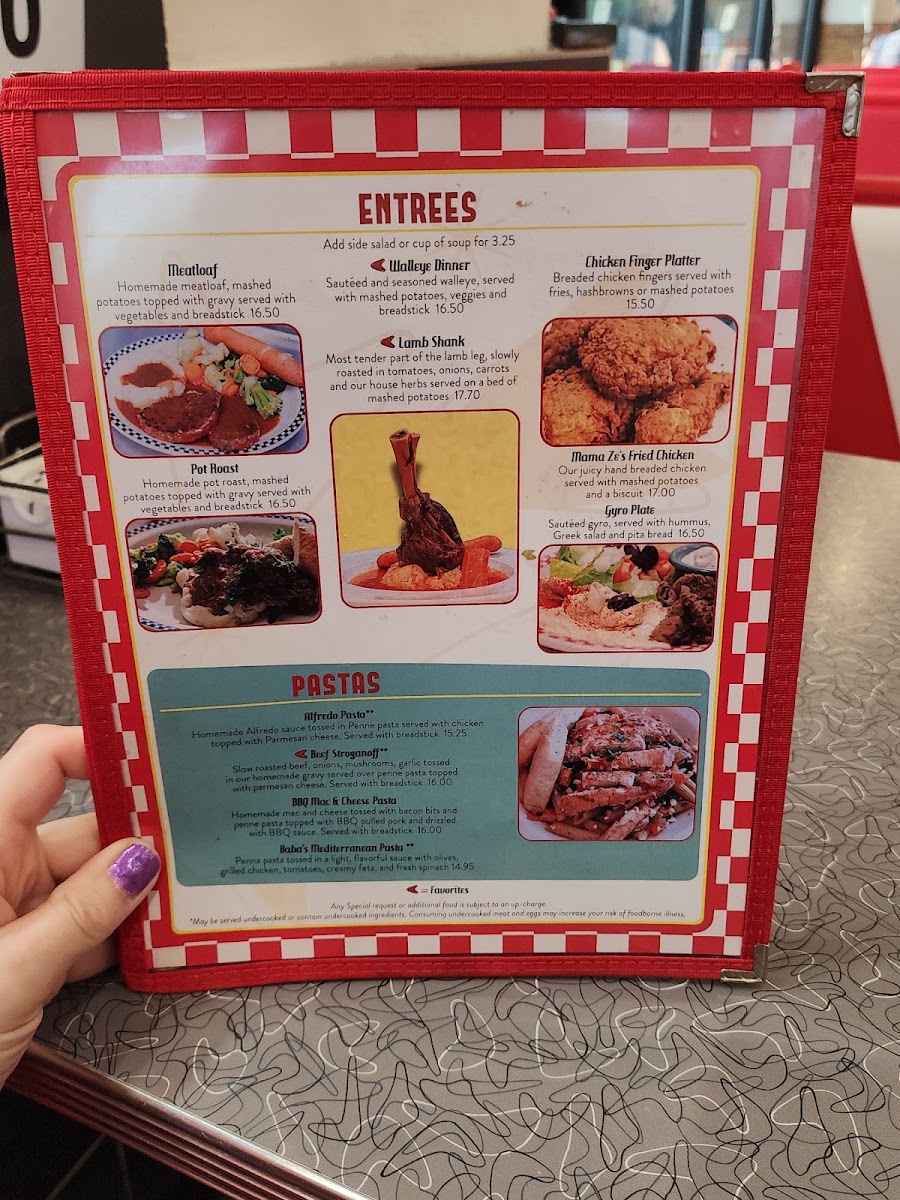 Ze's Diner Bloomington menu board