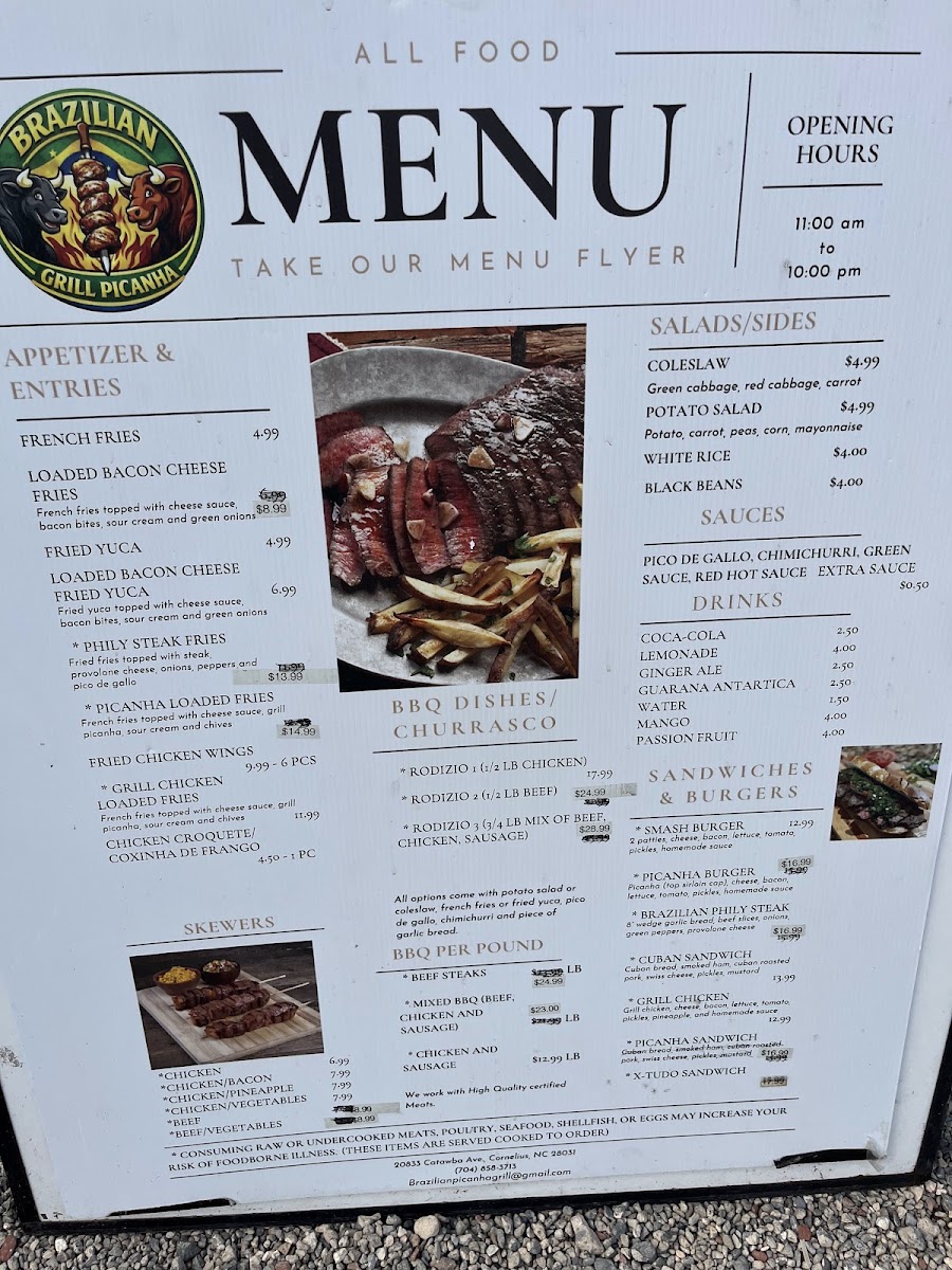 Brazilian Grill On Wheels menu board