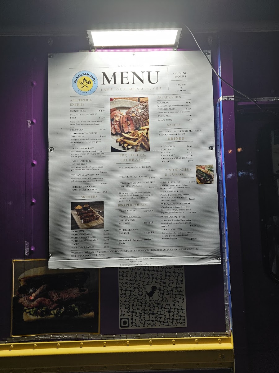 Brazilian Grill On Wheels menu board
