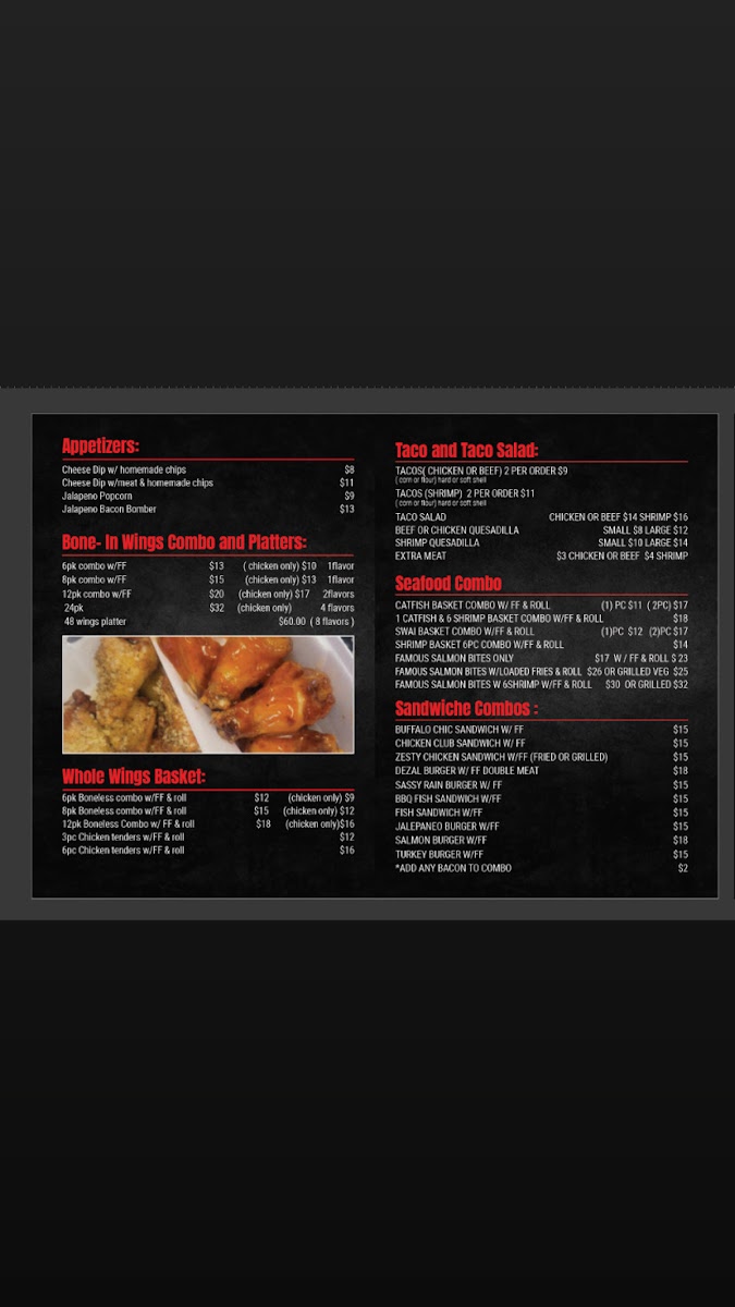 Wings 18 _Houston menu board
