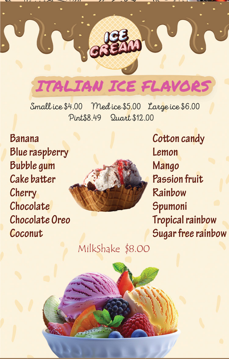 Seven Sips Smoothies Café - Sheepshead Bay menu board