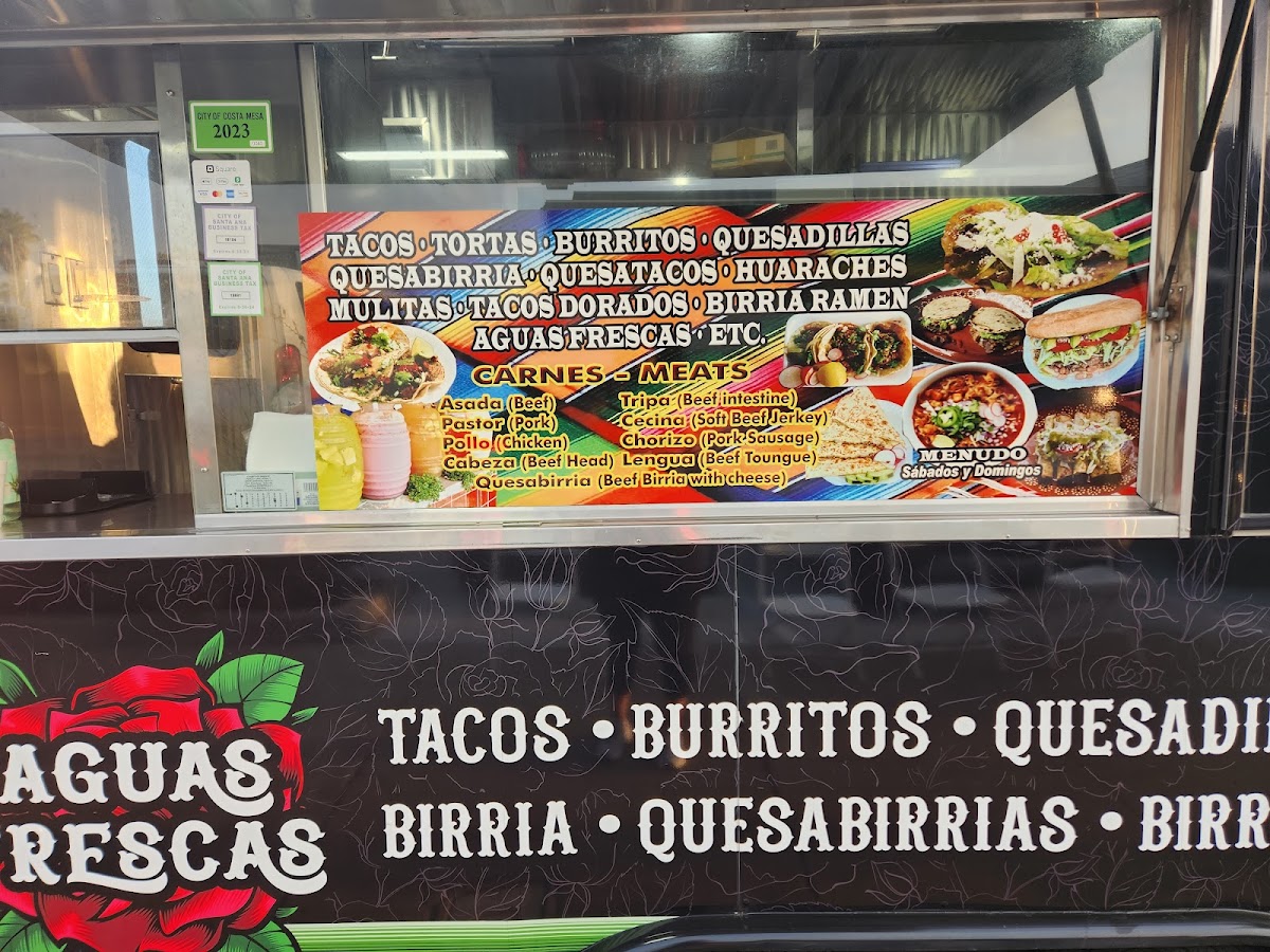 Rosas Antojitos menu board