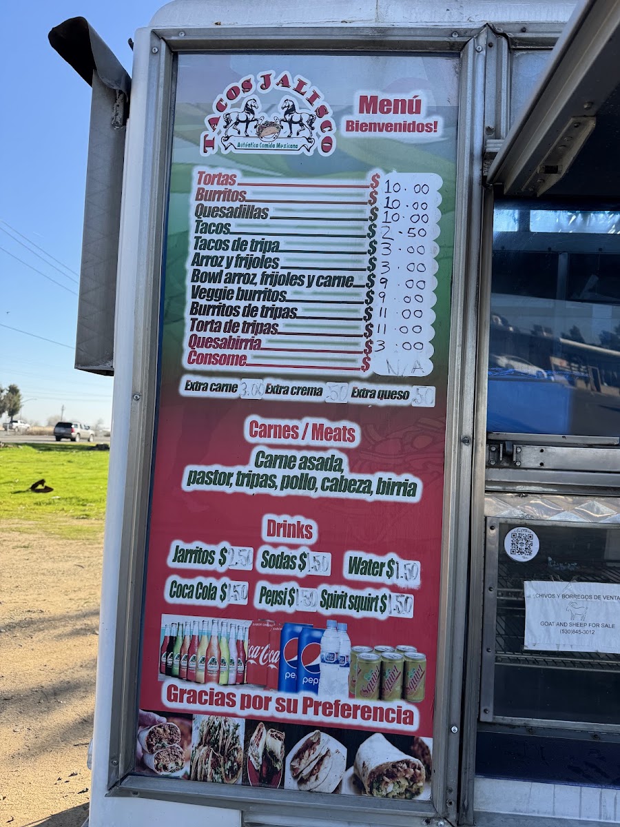 Taqueria Jaliciense ( Taco Truck ) menu board