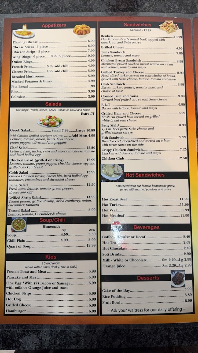 Sibley Coney Island menu board