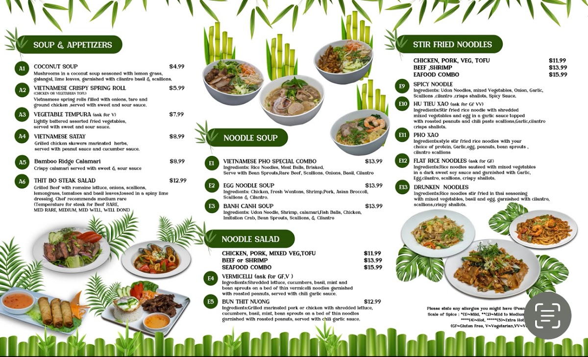 Bamboo Ridge menu board