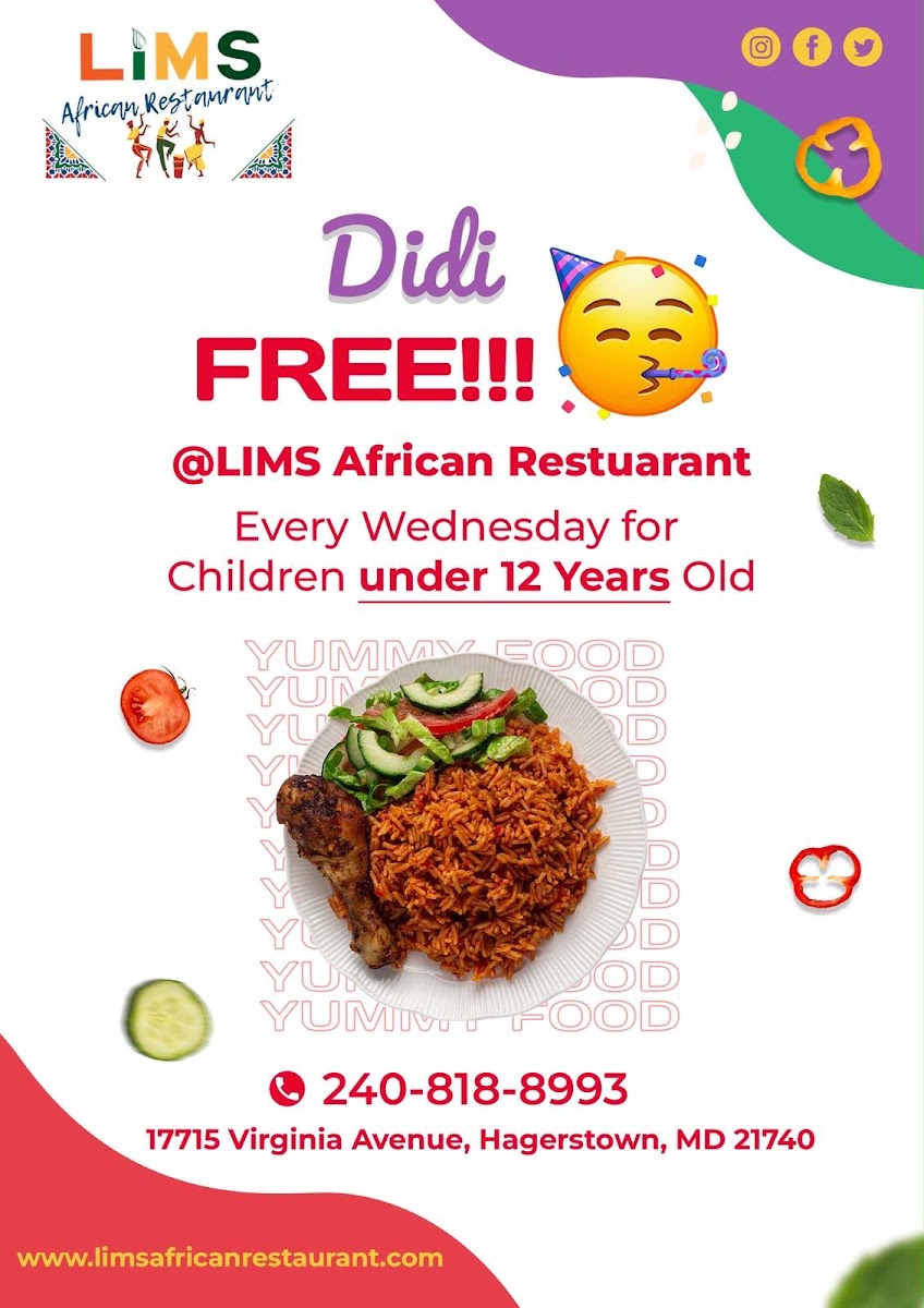 LIMS African Restaurant menu board