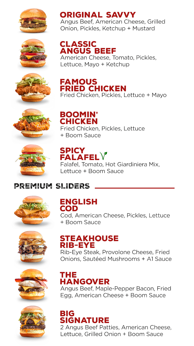Savvy Sliders menu board
