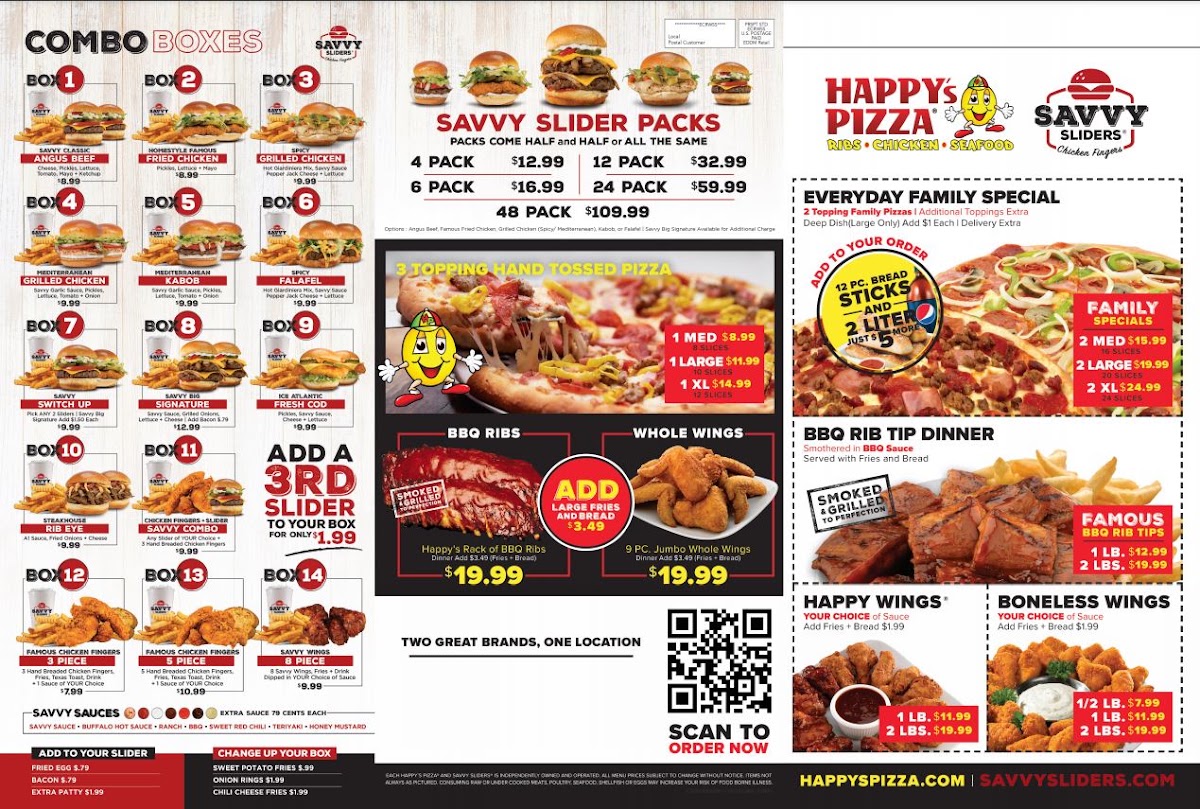 Savvy Sliders menu board