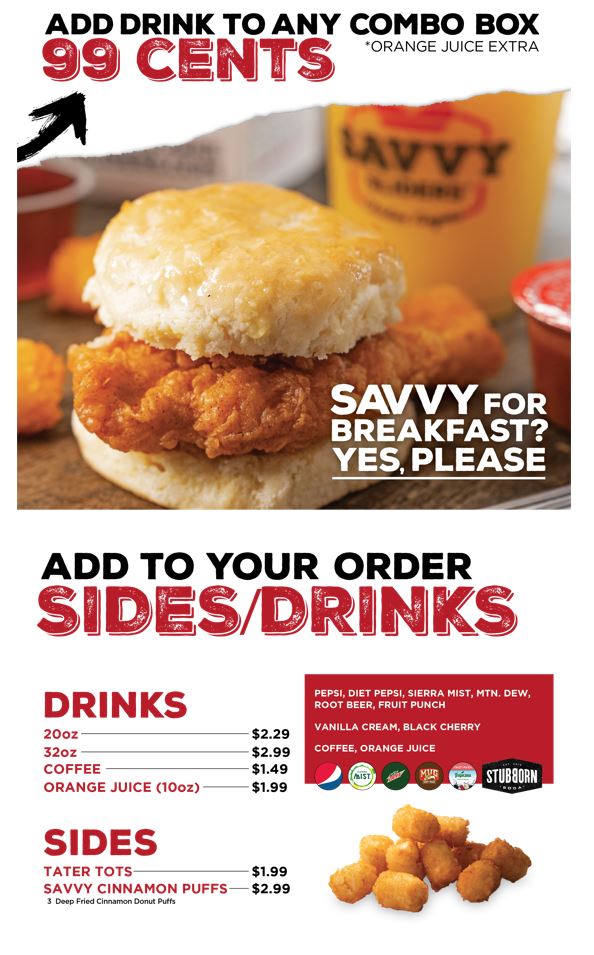 Savvy Sliders menu board
