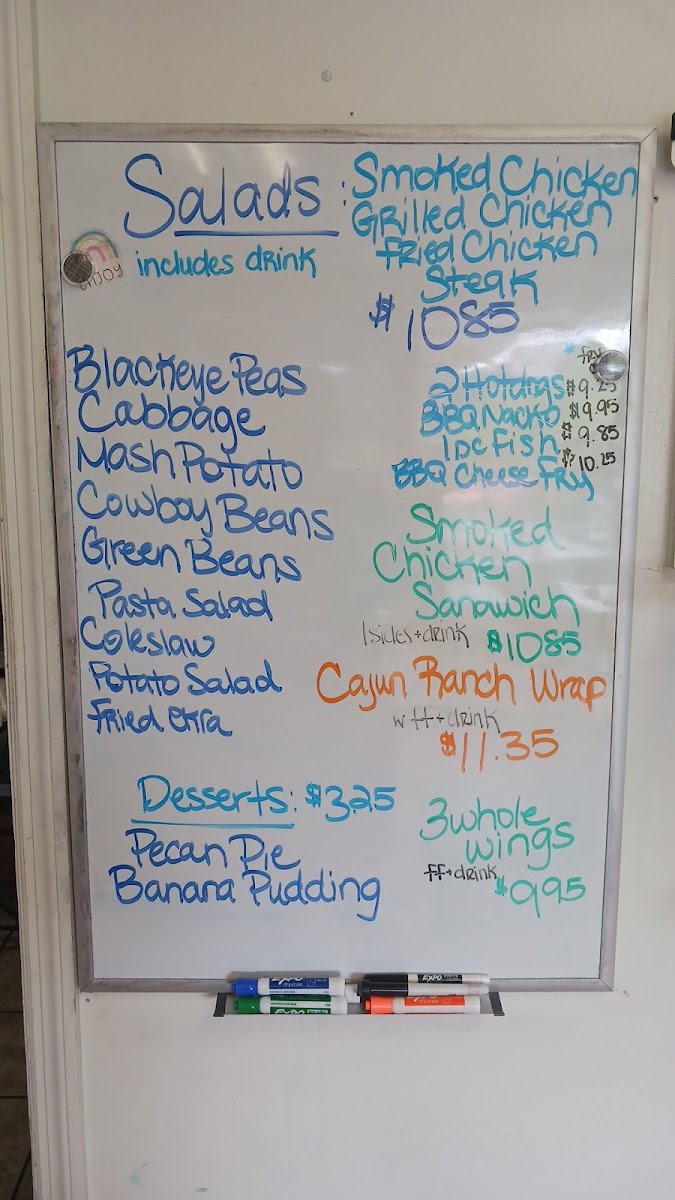 Chef T's BBQ menu board