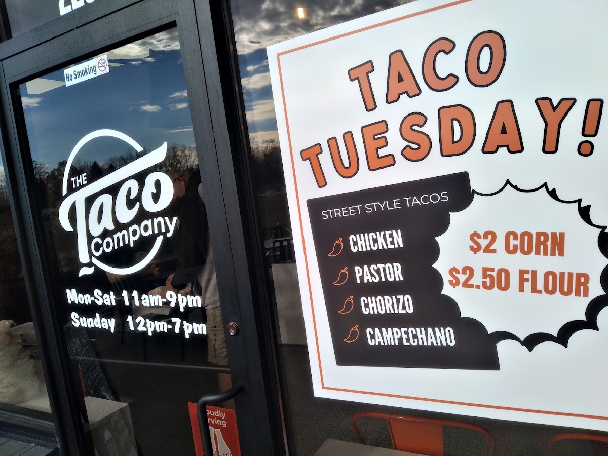 The Taco Company menu board