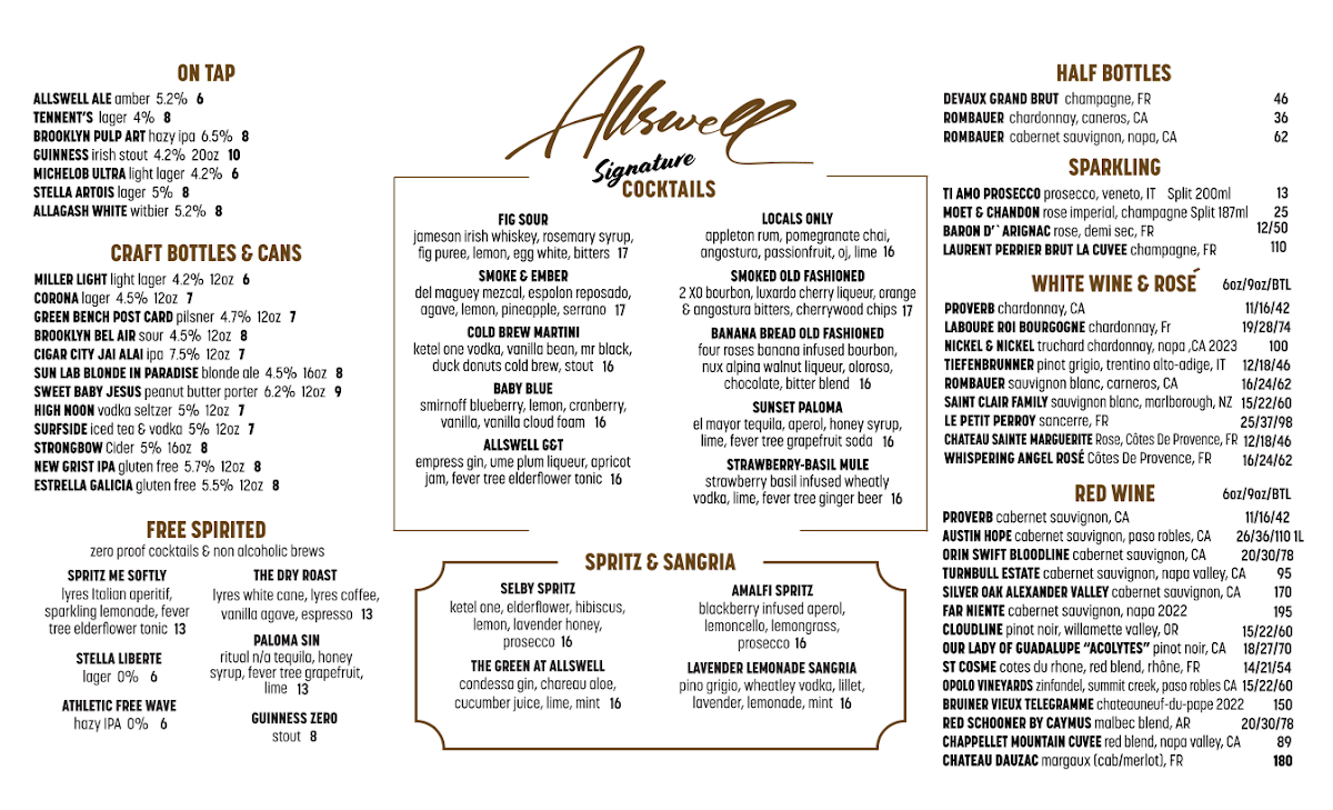 Allswell menu board