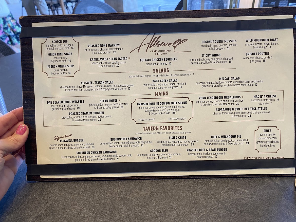 Allswell menu board