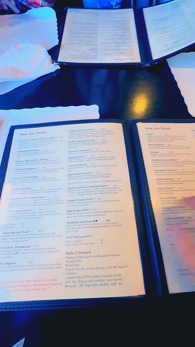 Moe Joe’s Family Restaurant menu board