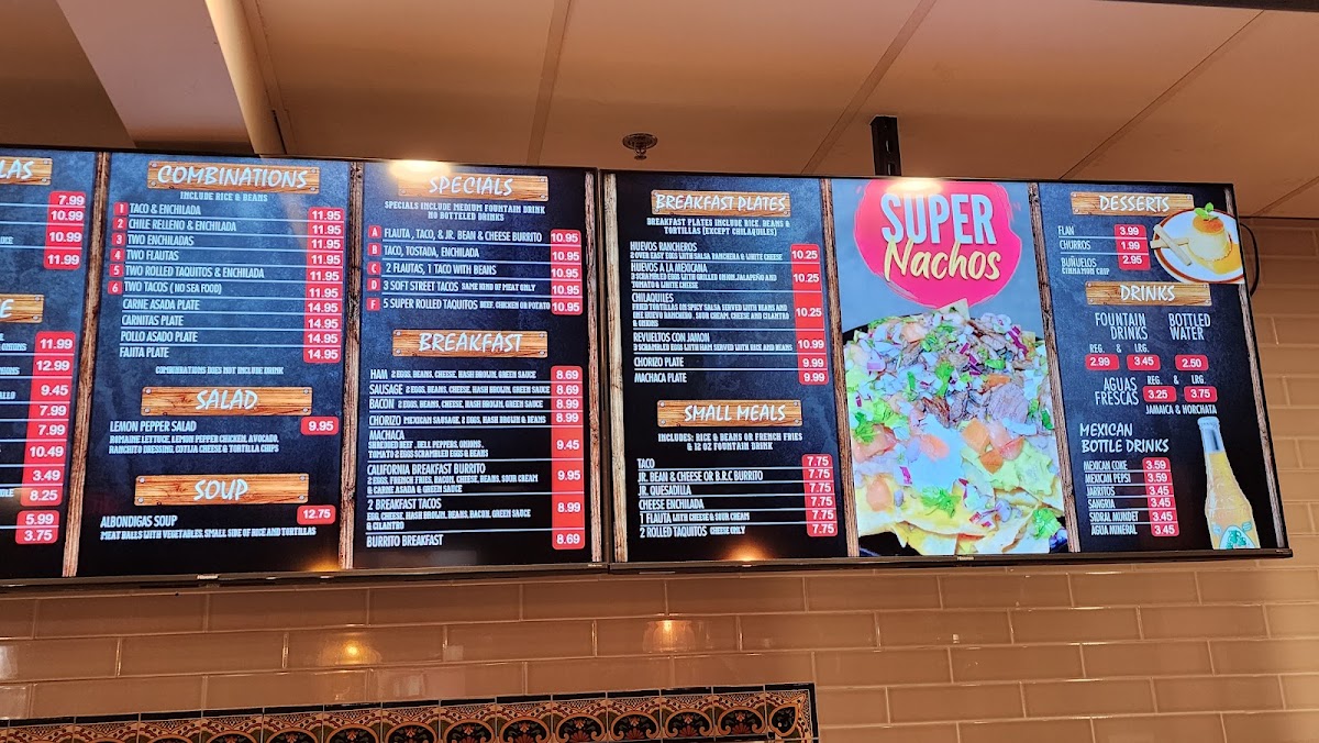 El Ranchito Taco Shop menu board