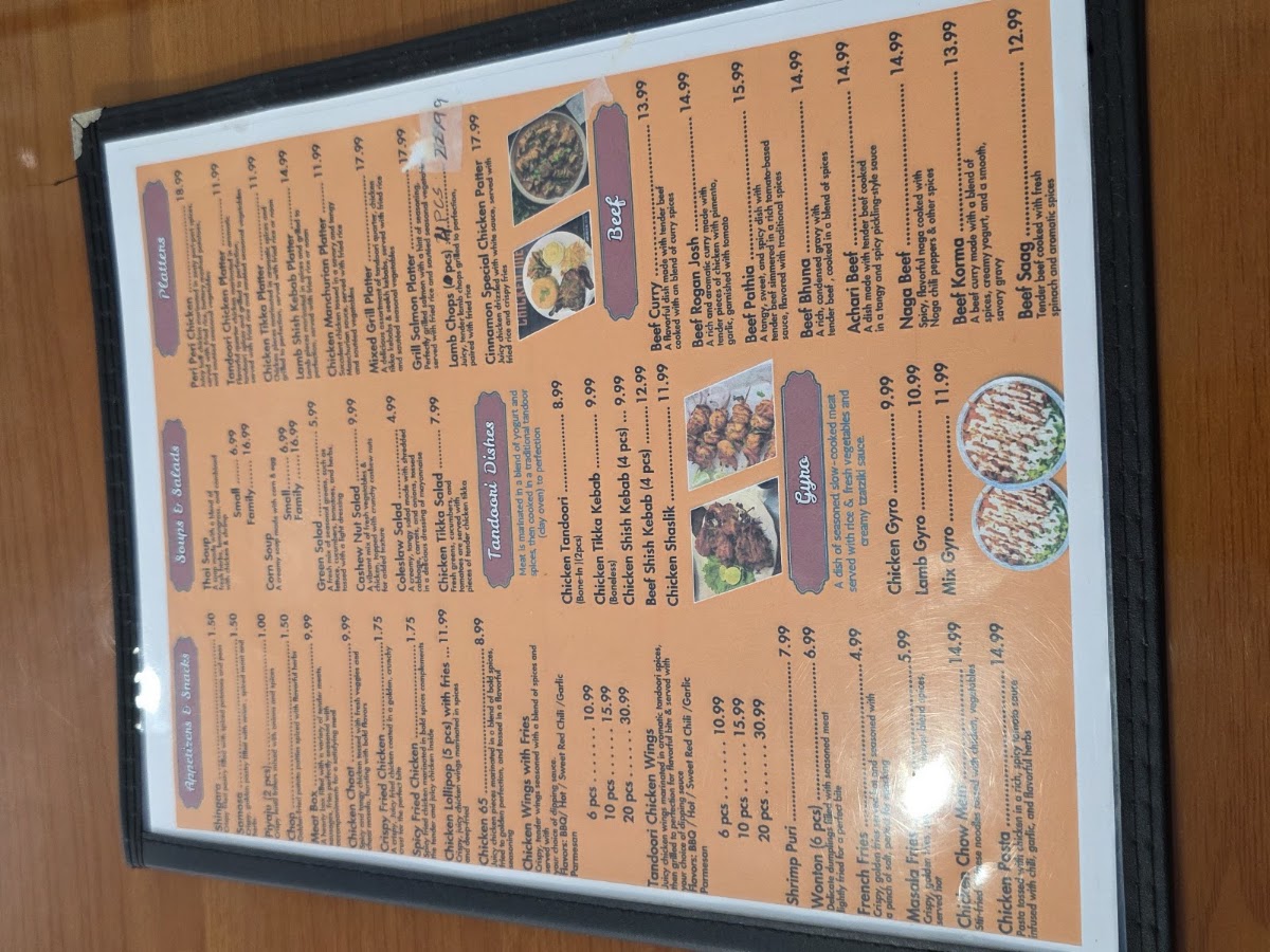 Cinnamon Restaurant & Sweets menu board