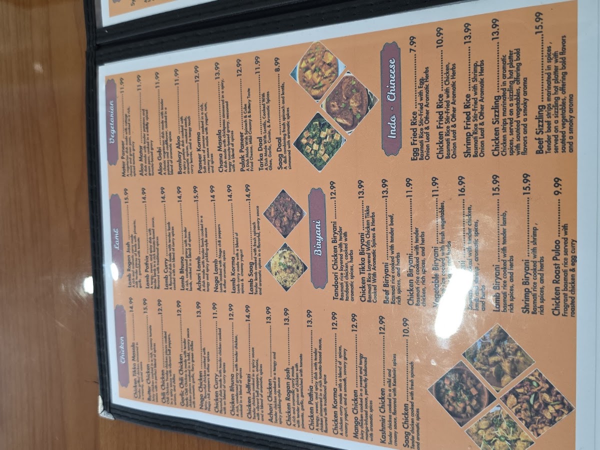Cinnamon Restaurant & Sweets menu board