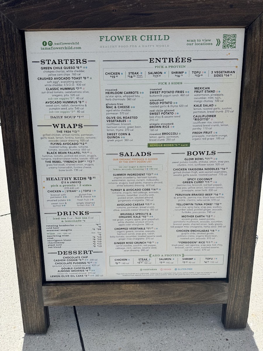 Flower Child menu board