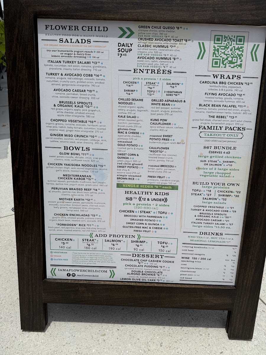 Flower Child menu board
