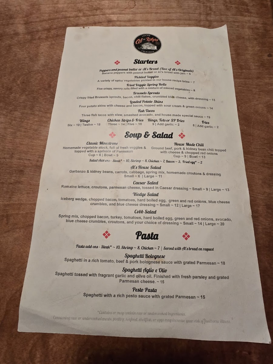 Ko-Ket Island Bar & Grill menu board