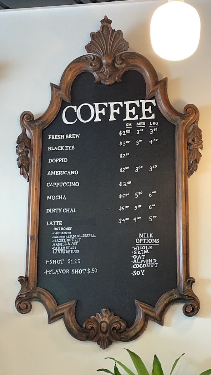 The Groovy Cafe menu board