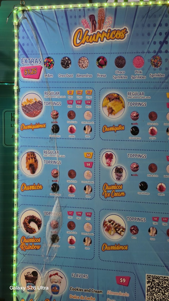 Churricos menu board