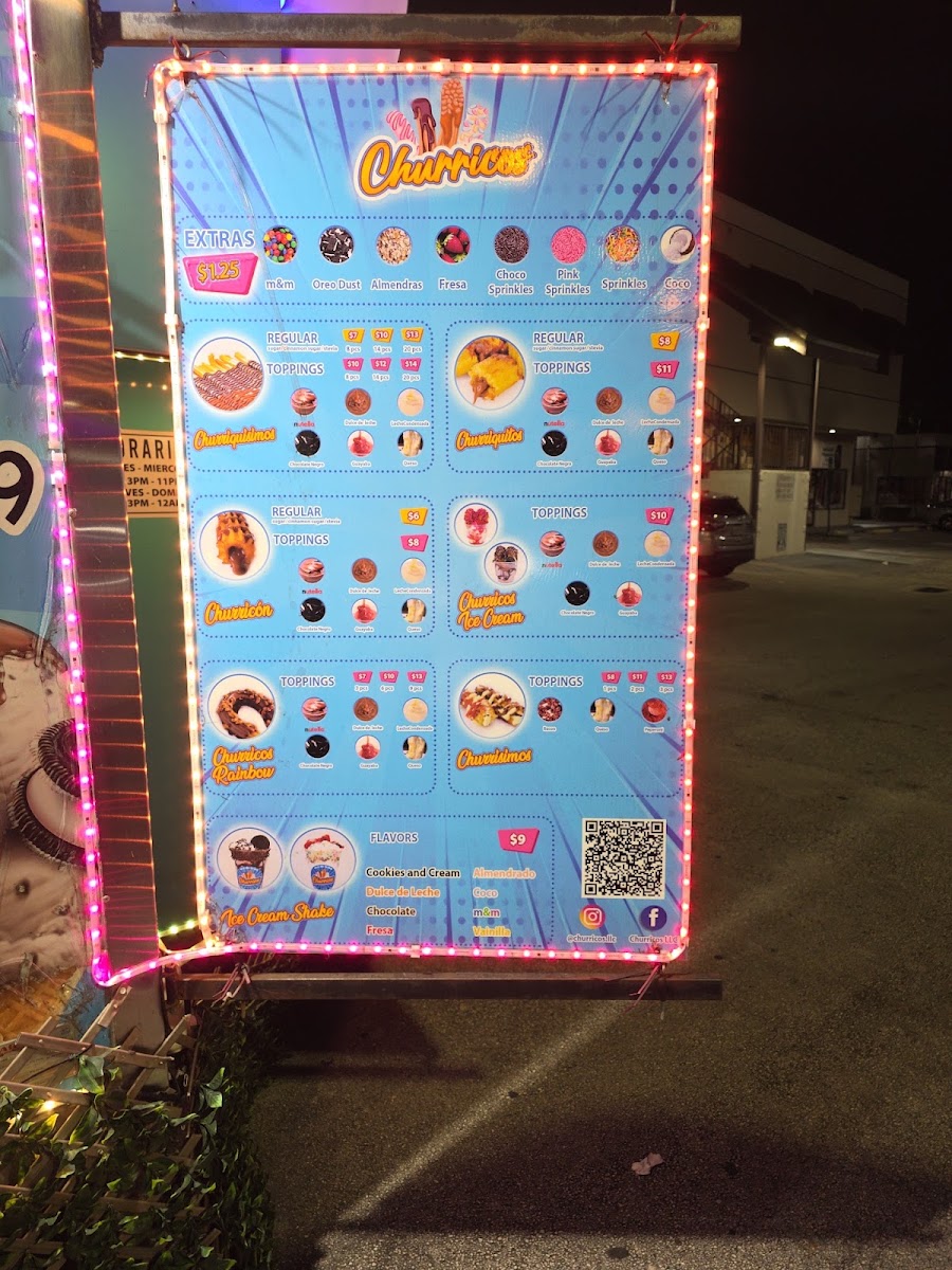 Churricos menu board