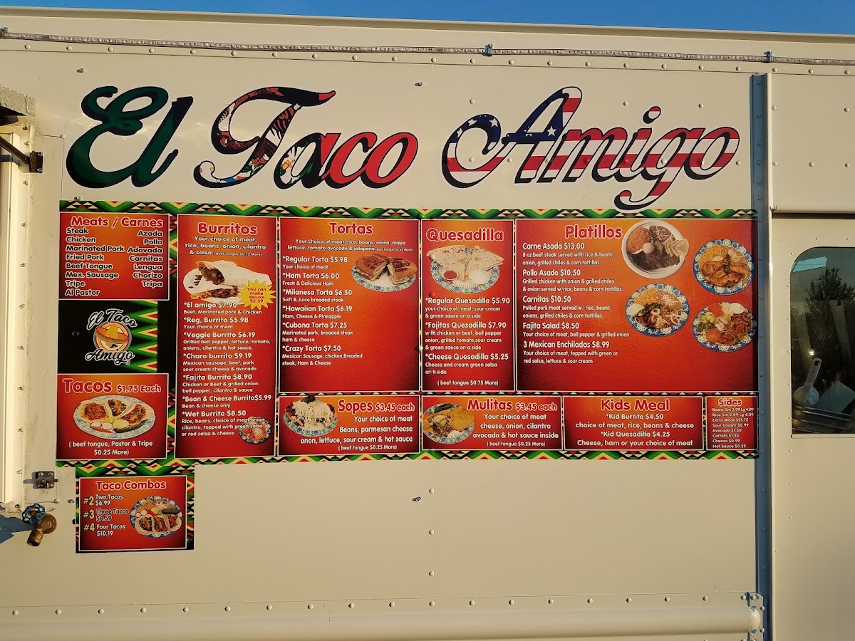 El Taco Amigo 3 menu board