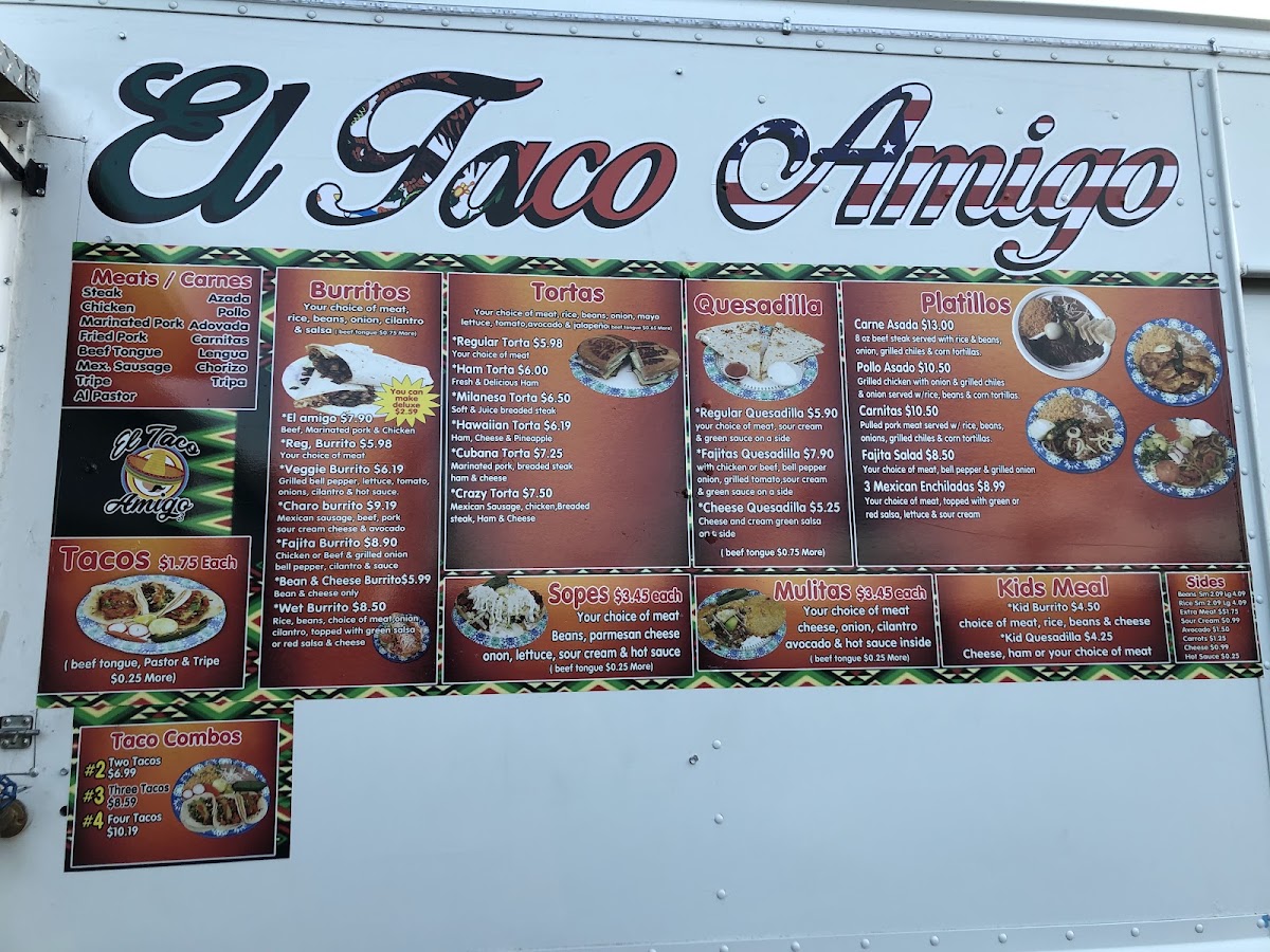 El Taco Amigo 3 menu board