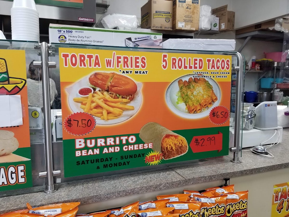 Juli's taqueria menu board