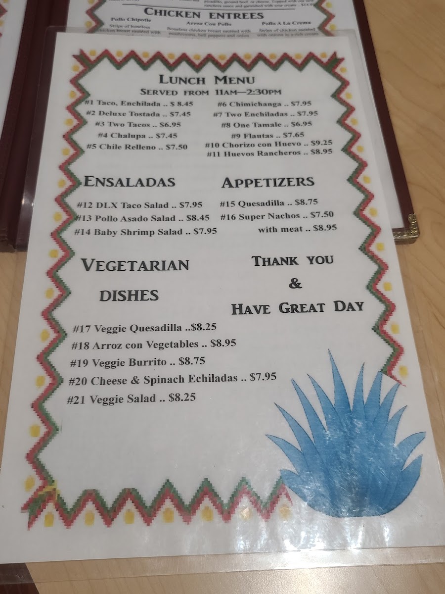 Casa Tequila menu board