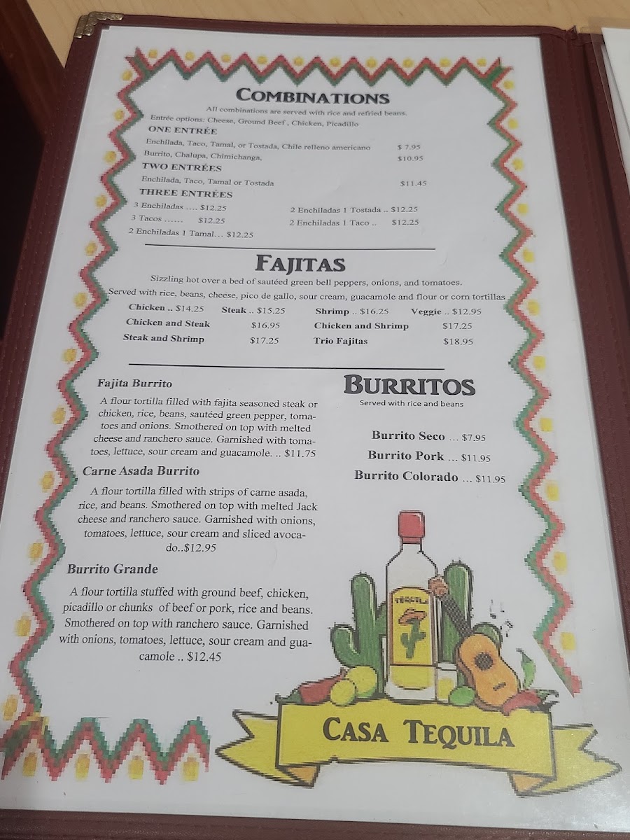 Casa Tequila menu board