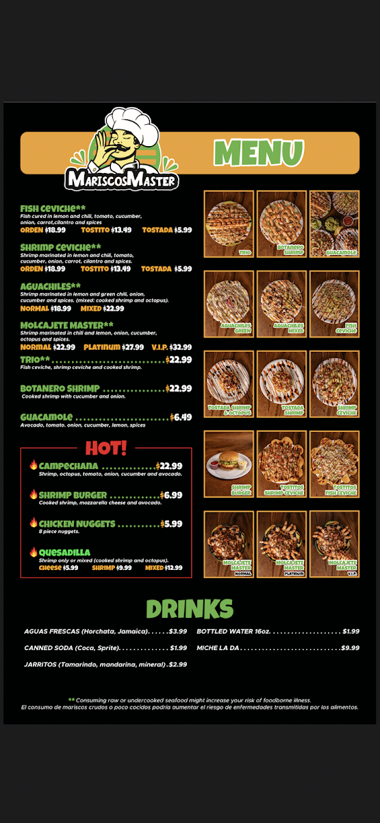 MariscosMaster Grandview menu board