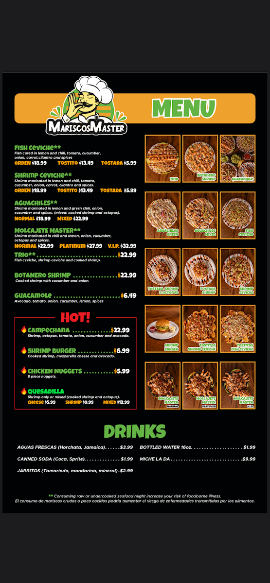 MariscosMaster Grandview menu board