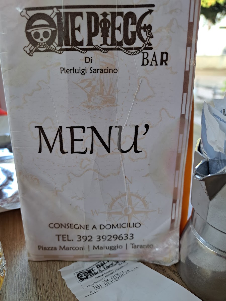 One Piece Bar menu board