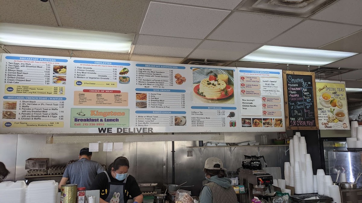 Kingstone Restaurant - Breakfast & Lunch menu board