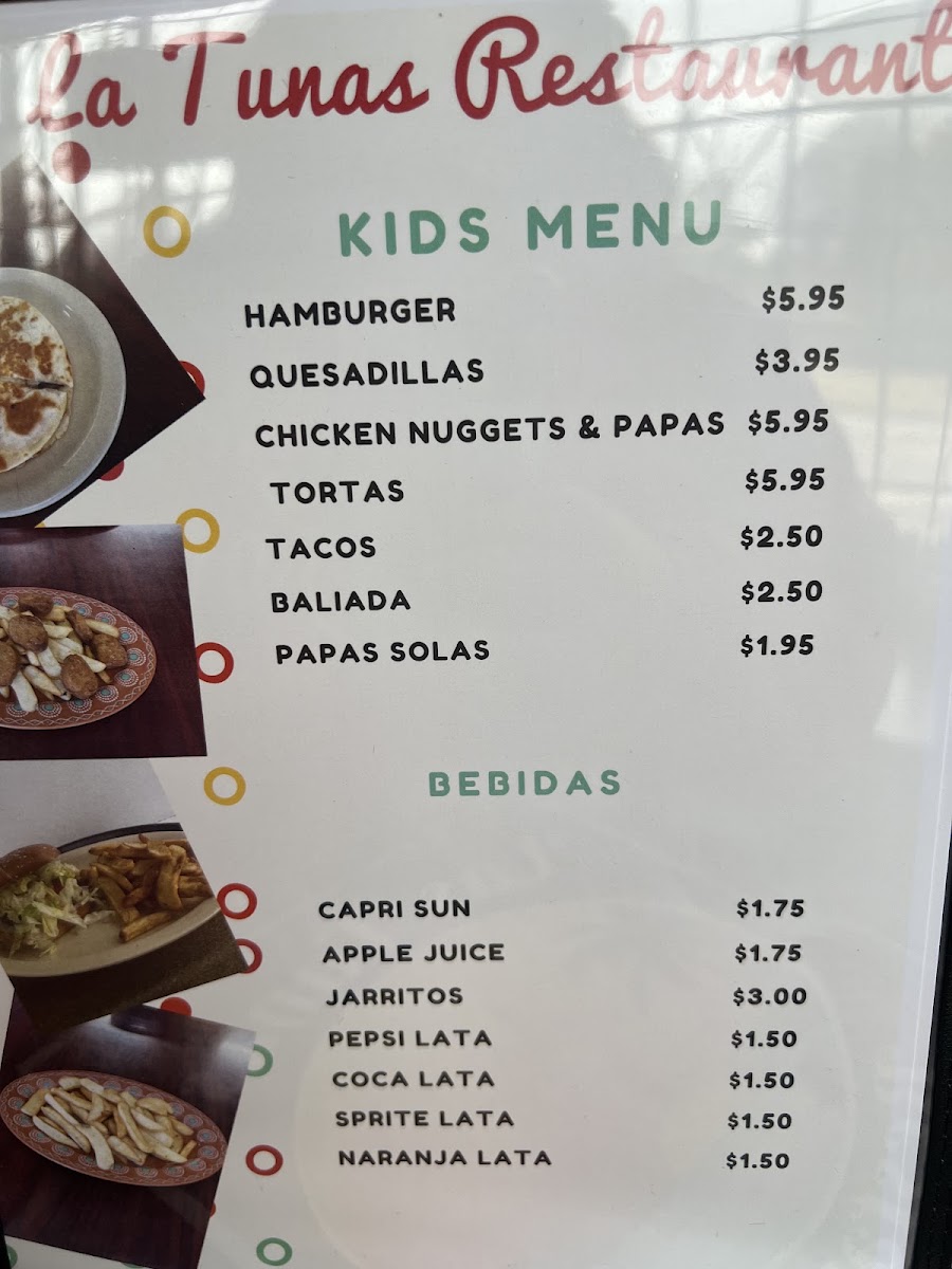 Las Tunas Restaurant menu board