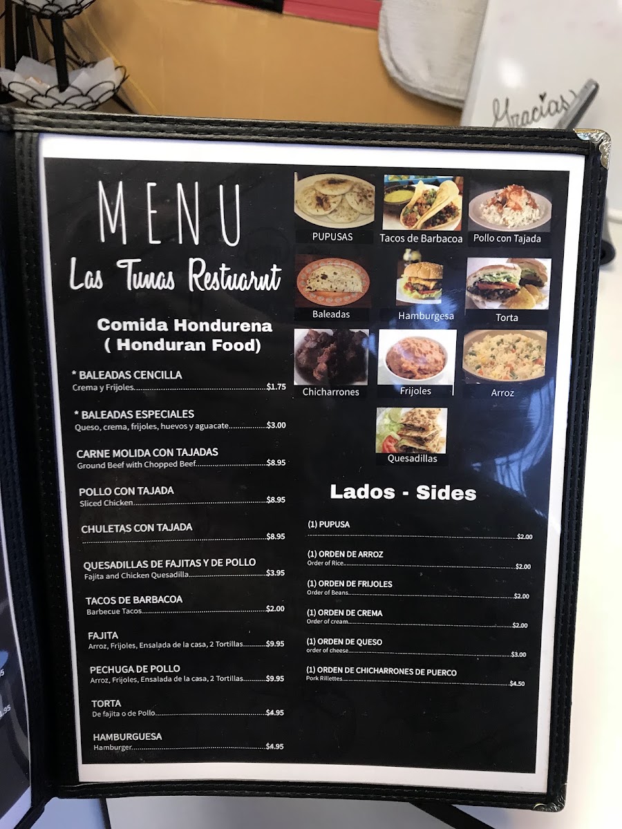 Las Tunas Restaurant menu board