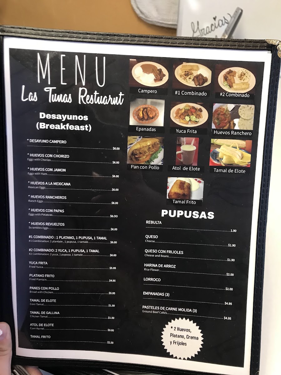 Las Tunas Restaurant menu board