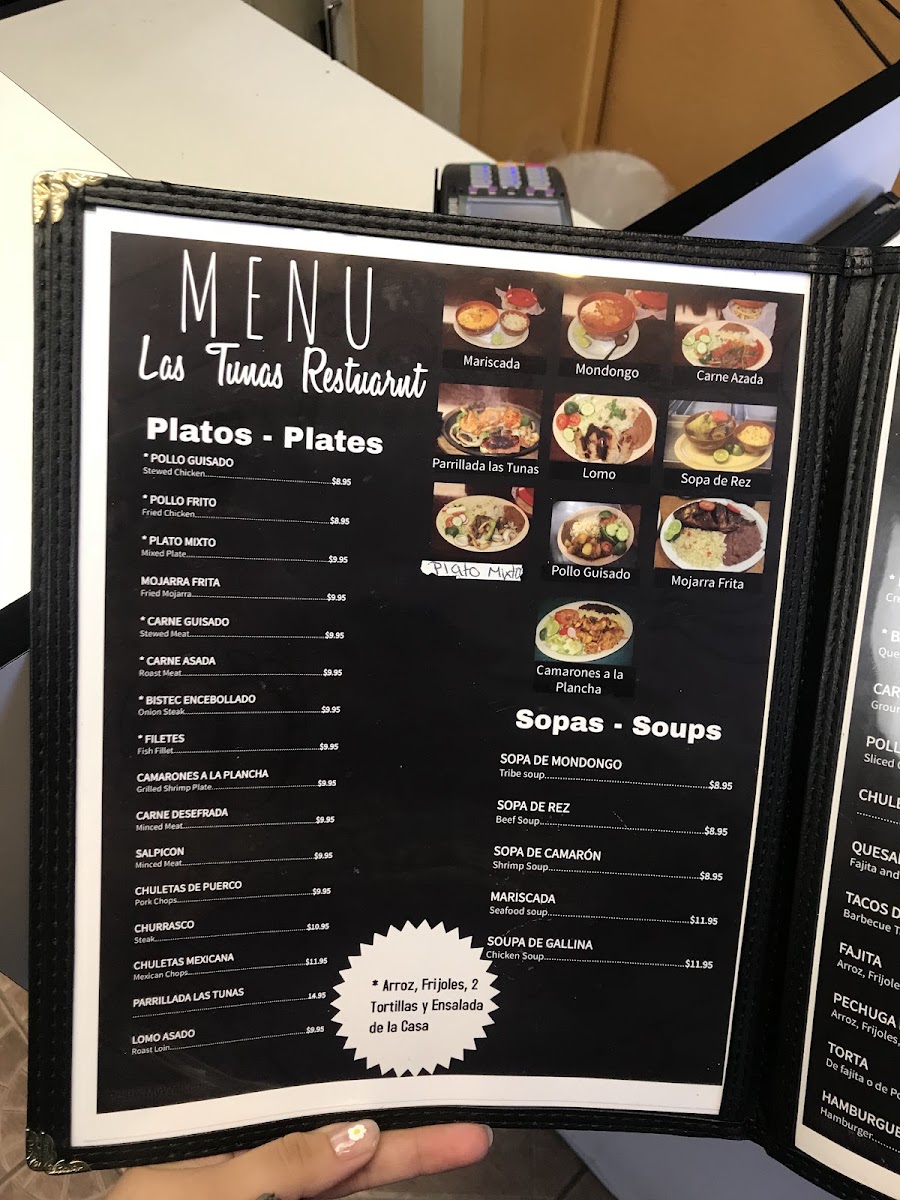 Las Tunas Restaurant menu board