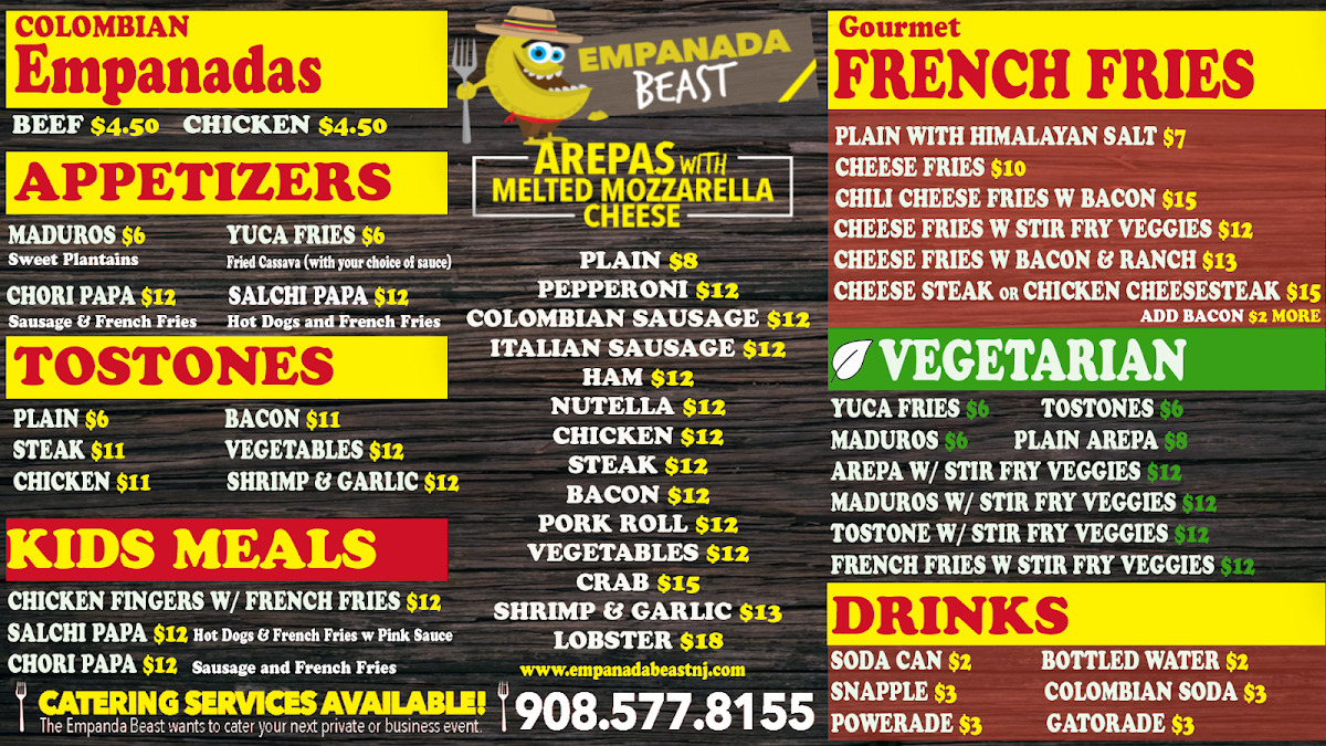 Empanada Beast menu board