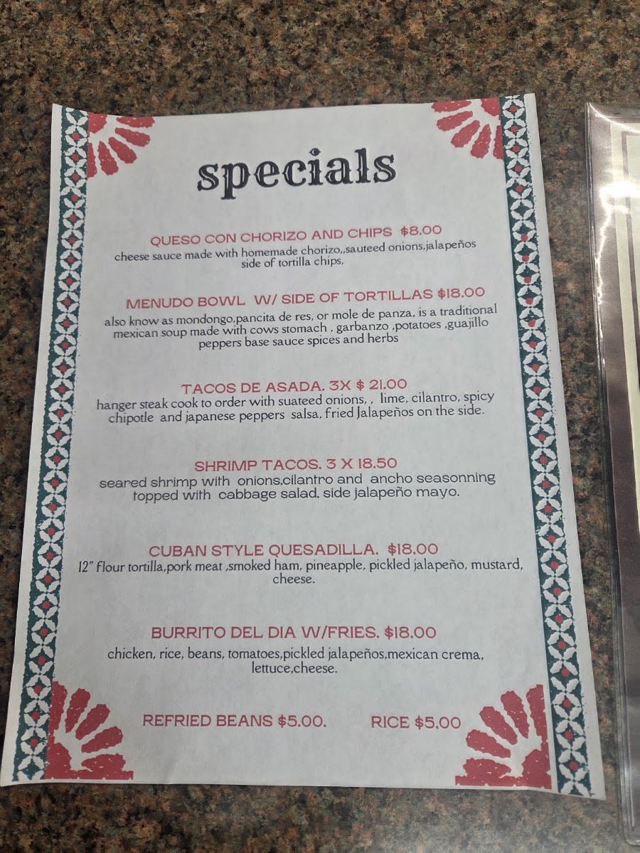 TNT Tacos N Tacos menu board