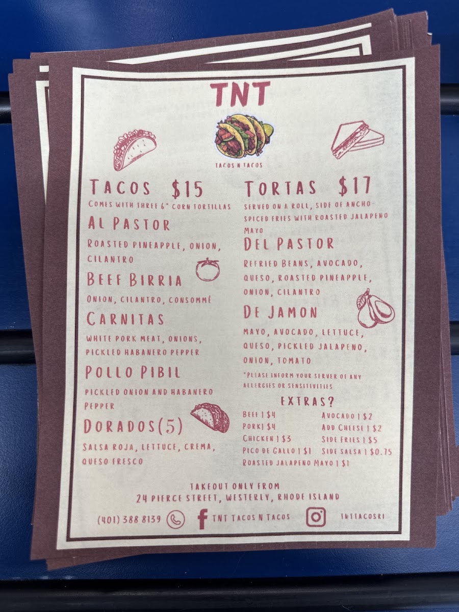 TNT Tacos N Tacos menu board