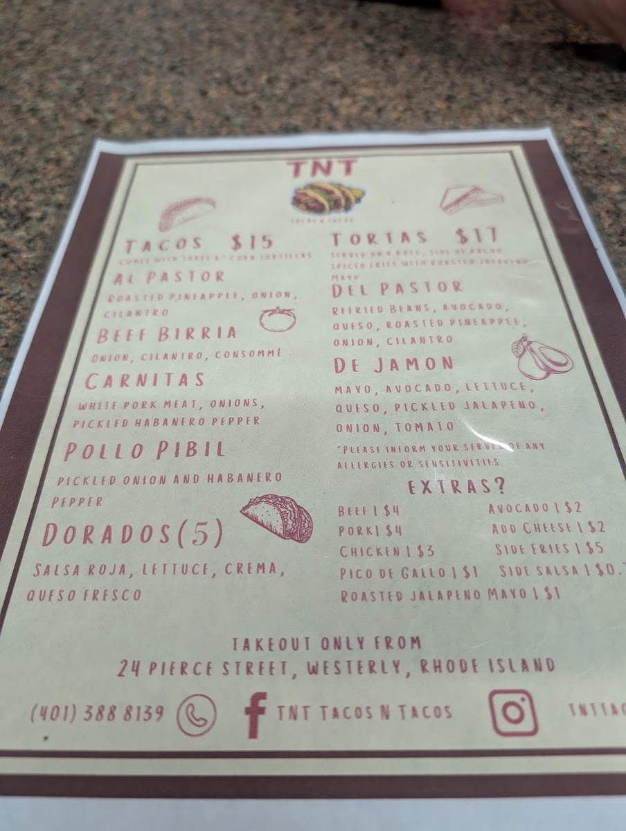 TNT Tacos N Tacos menu board