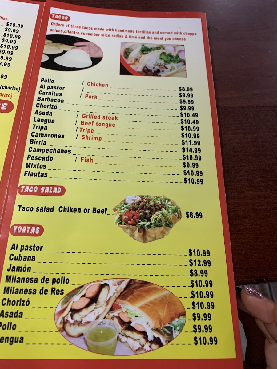 Tacos Brothers menu board