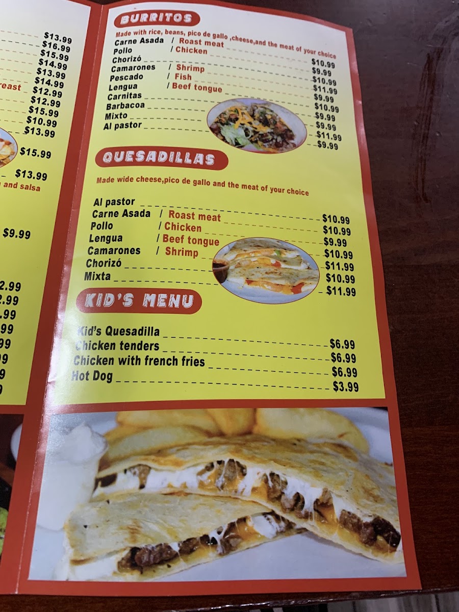 Tacos Brothers menu board