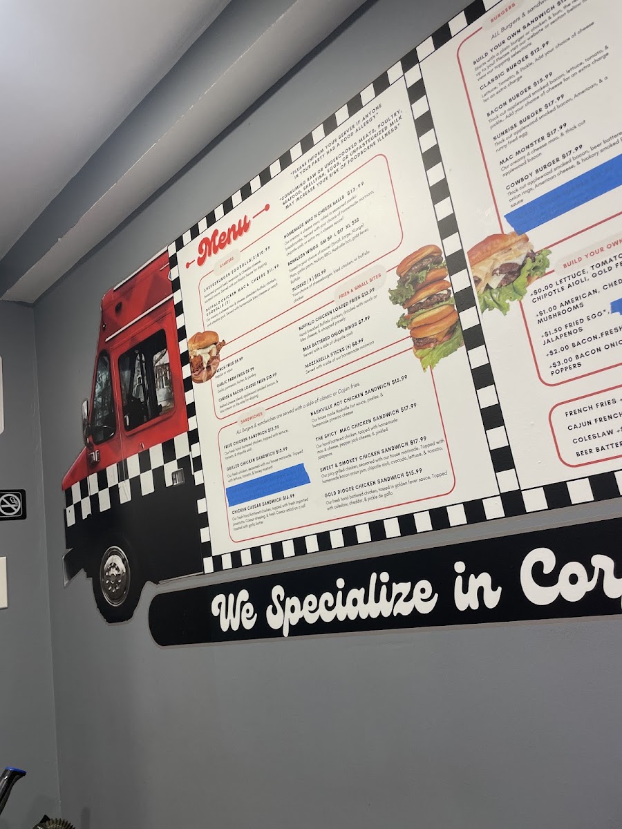 Rockin’ Burgers menu board