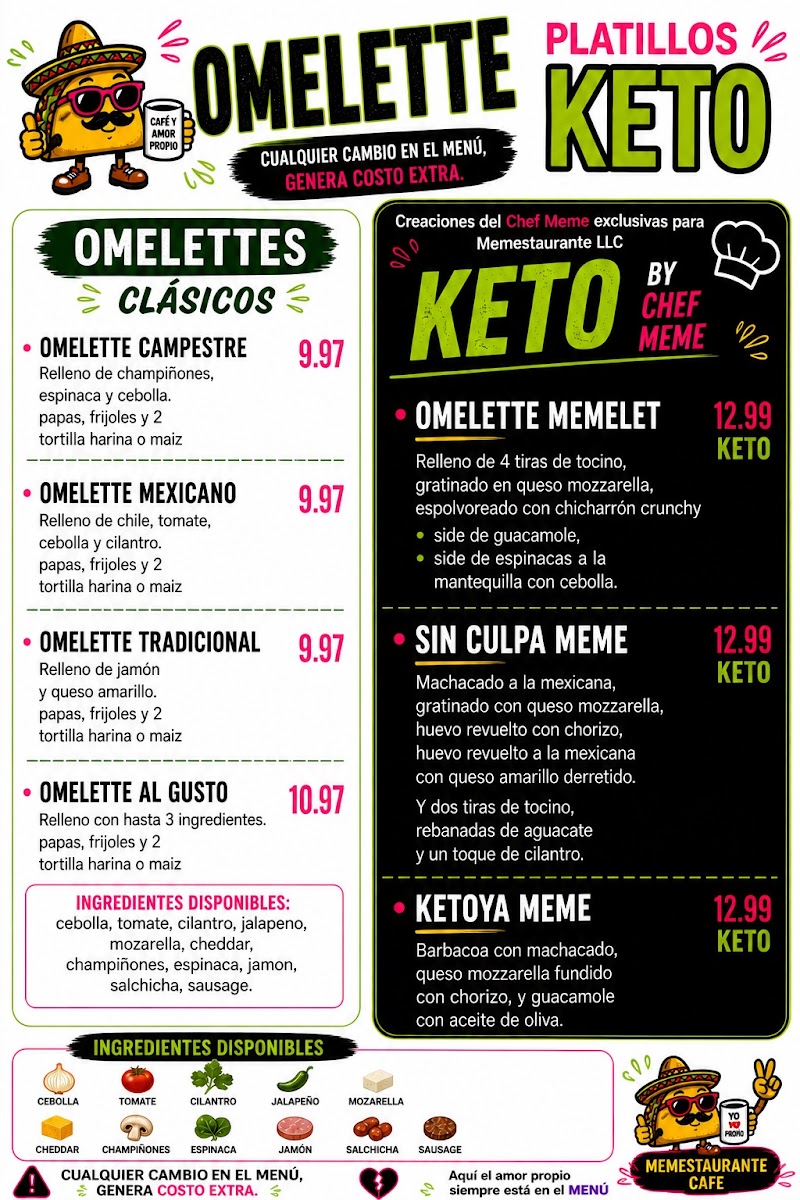 Memestaurante Cafe menu board